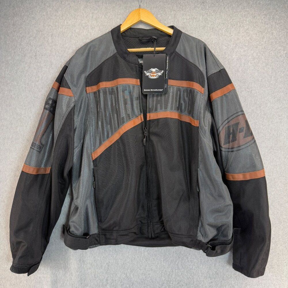 Harley Davidson NWT XXL Mesh Tri-State Jacket Leather Stripe USA 1 Logo‎ Riding